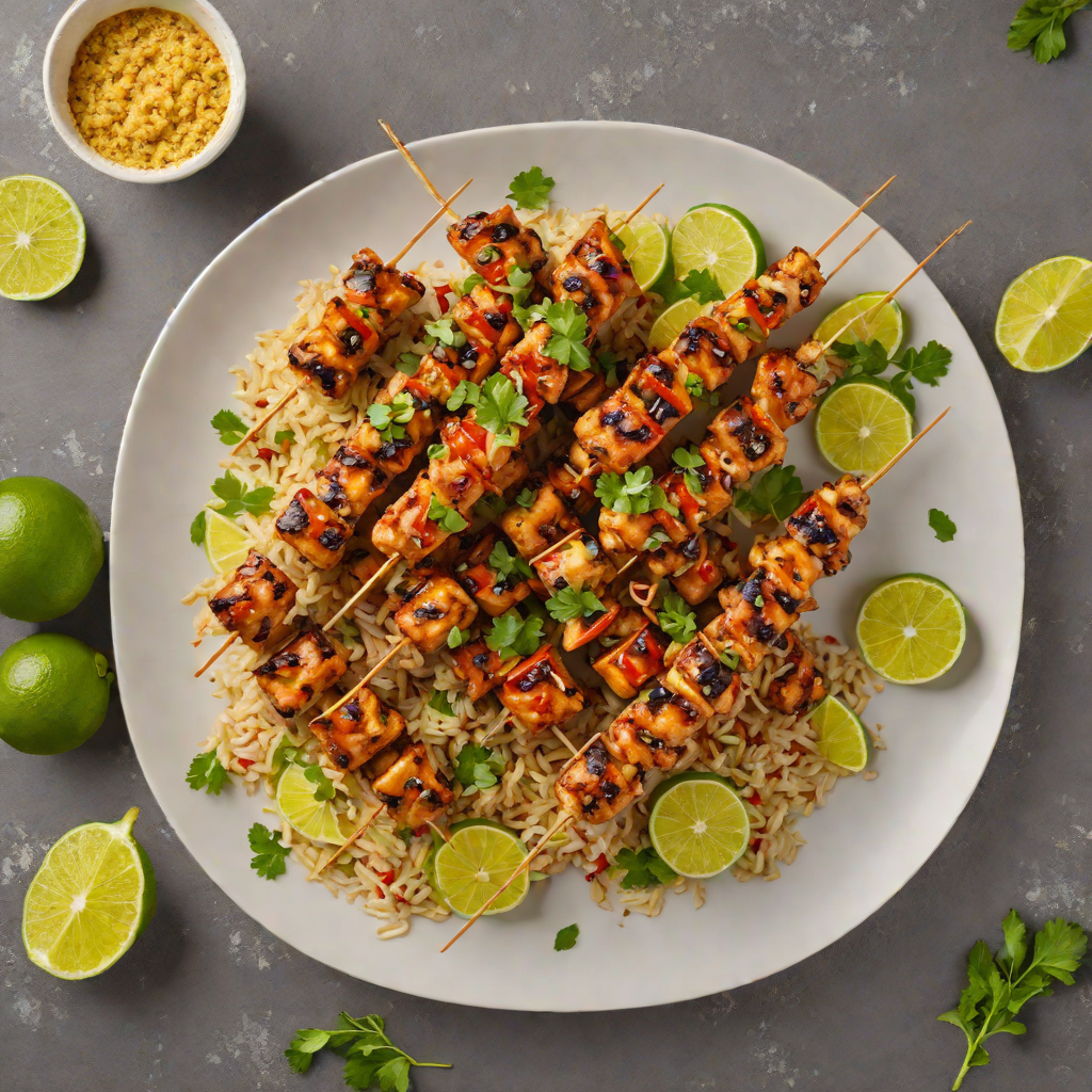Cachaça-Glazed Chicken Skewers with Farofa and Lime