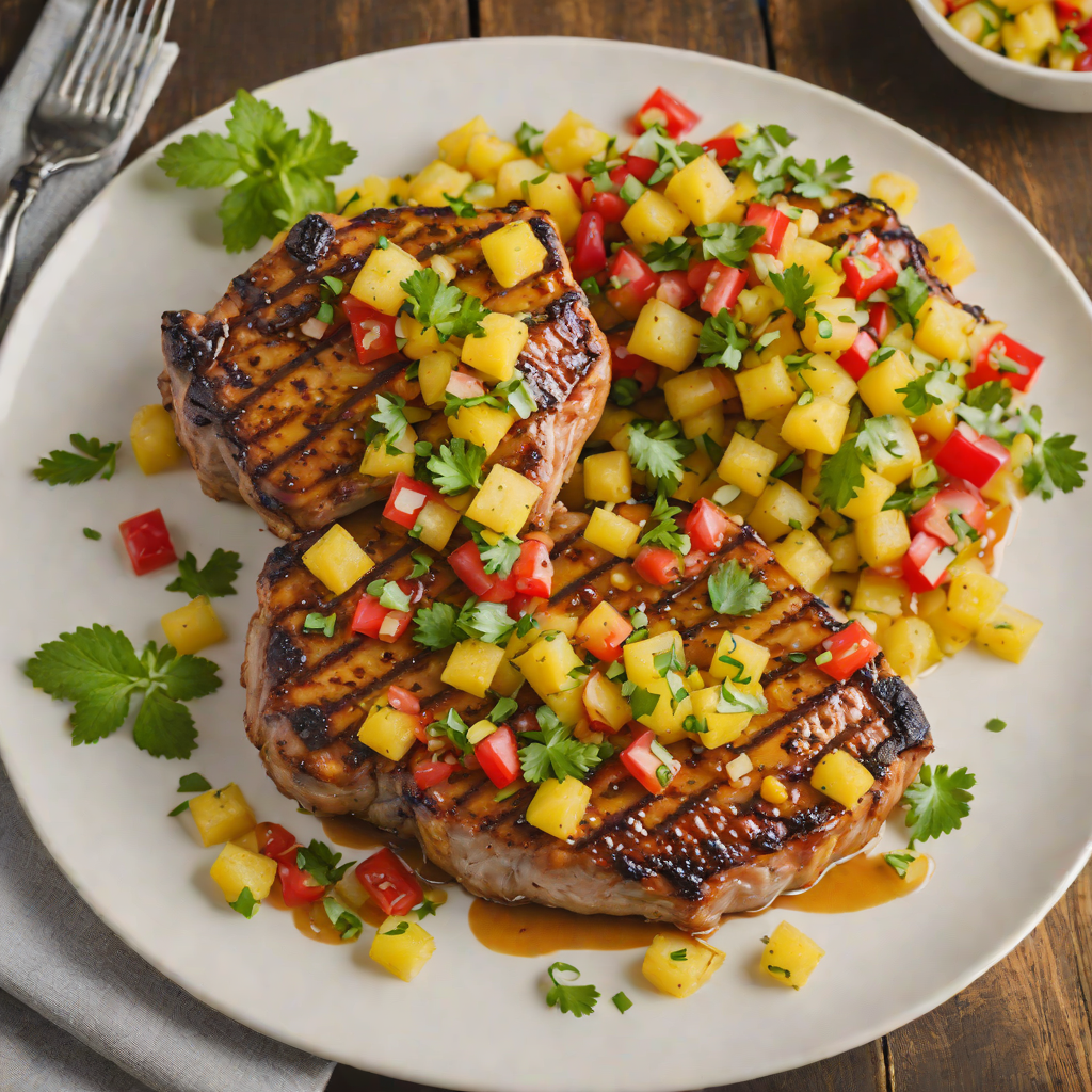 Caribbean-Style Rum Glazed Pork Chops with Pineapple Salsa