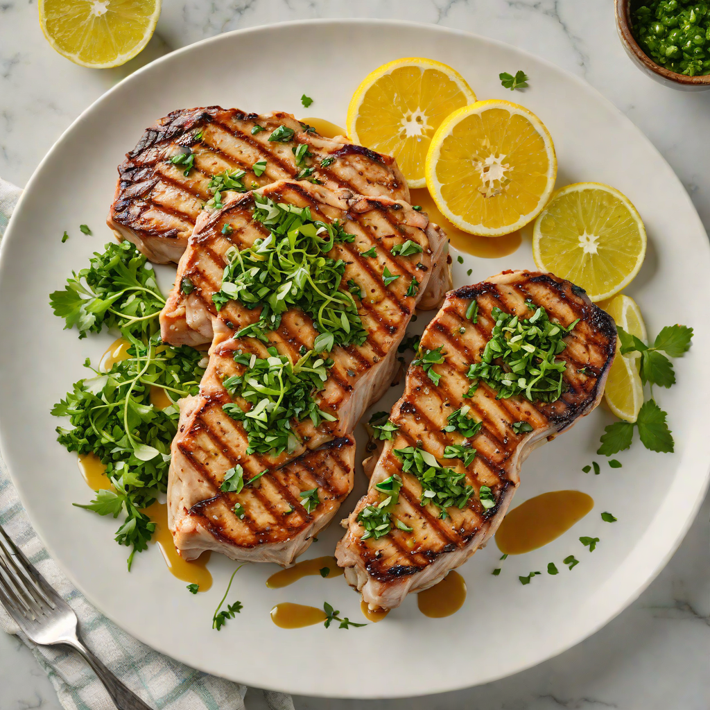 Grilled Citrus-Glazed Pork Chops with Herb Chimichurri