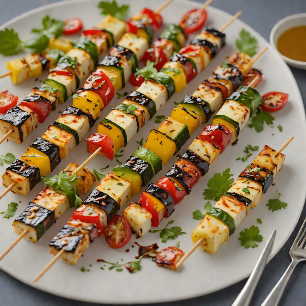 Grilled Veggie and Halloumi Skewers with Smoky BBQ Glaze