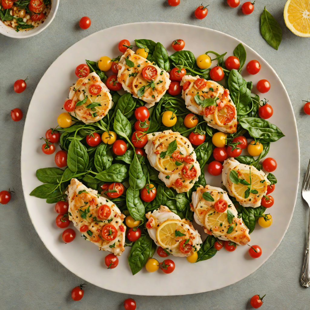 Sautéed Garlic Lemon Chicken with Spinach and Cherry Tomatoes