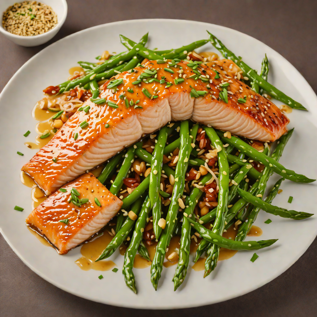 Miso-Glazed Salmon with Sesame Green Beans and Scallions