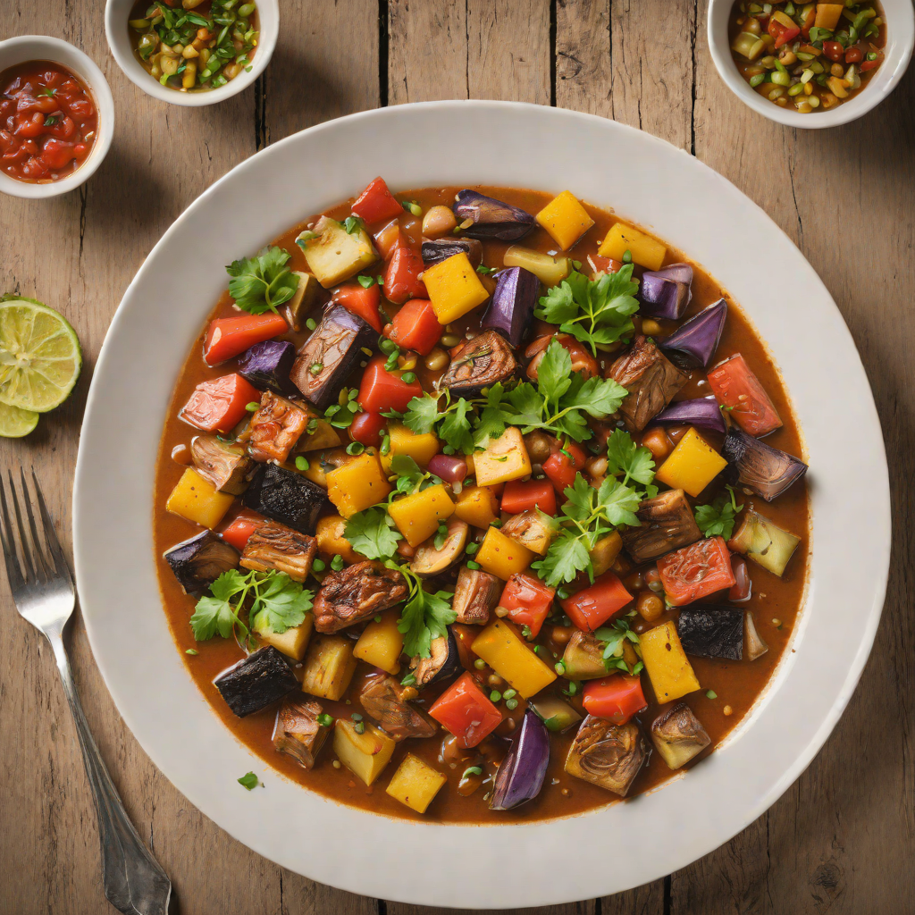 Traditional Guatemalan Pepian Stew with Roasted Vegetables