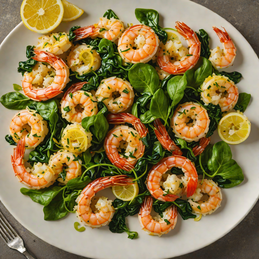 Sautéed Garlic and Lemon Shrimp with Wilted Spinach