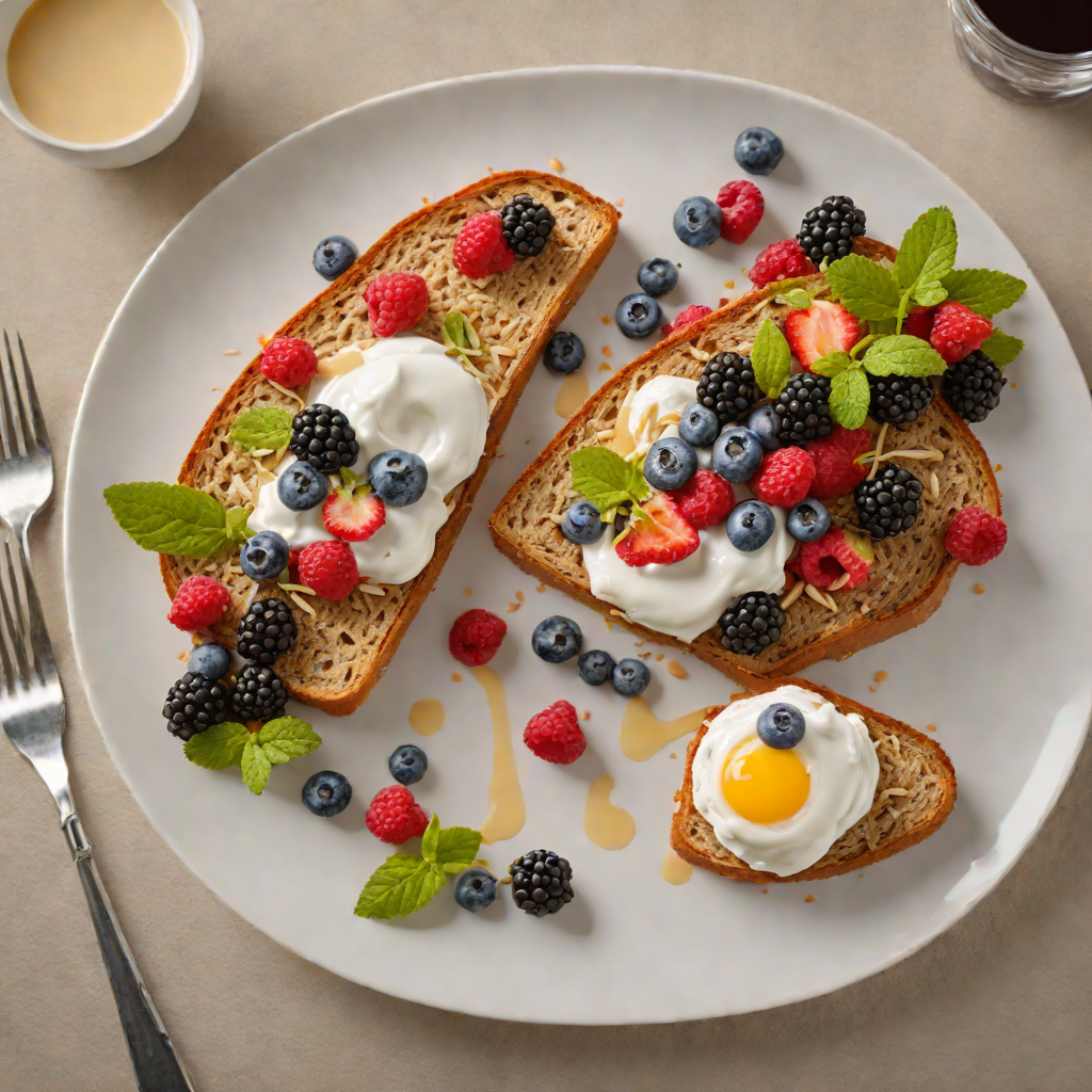 Toasted Whole Wheat Bread with Yogurt and Mixed Berry Medley