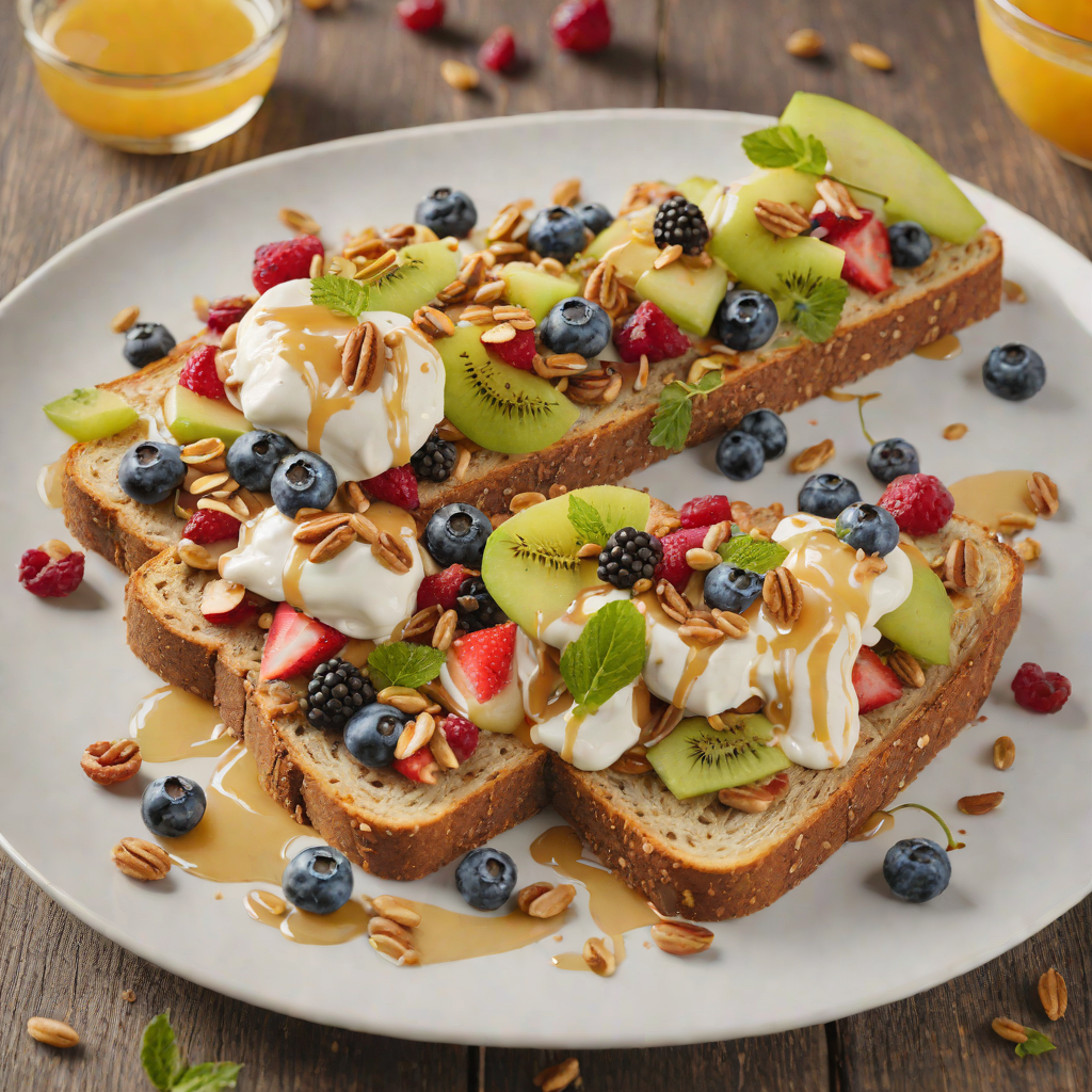 Fruit and Nut Toast with Honey Yogurt Drizzle