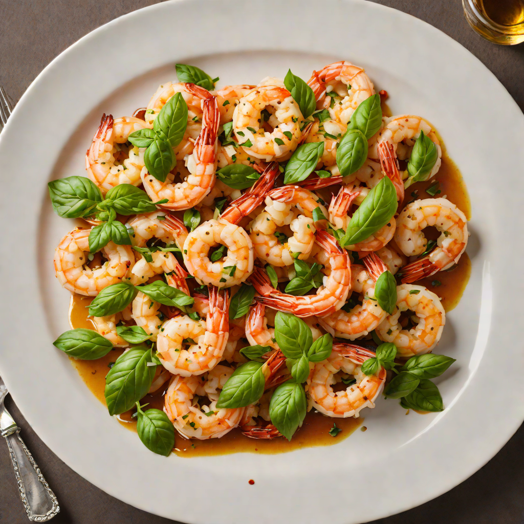 Sautéed Shrimp with Garlic-Chili Oil and Fresh Basil