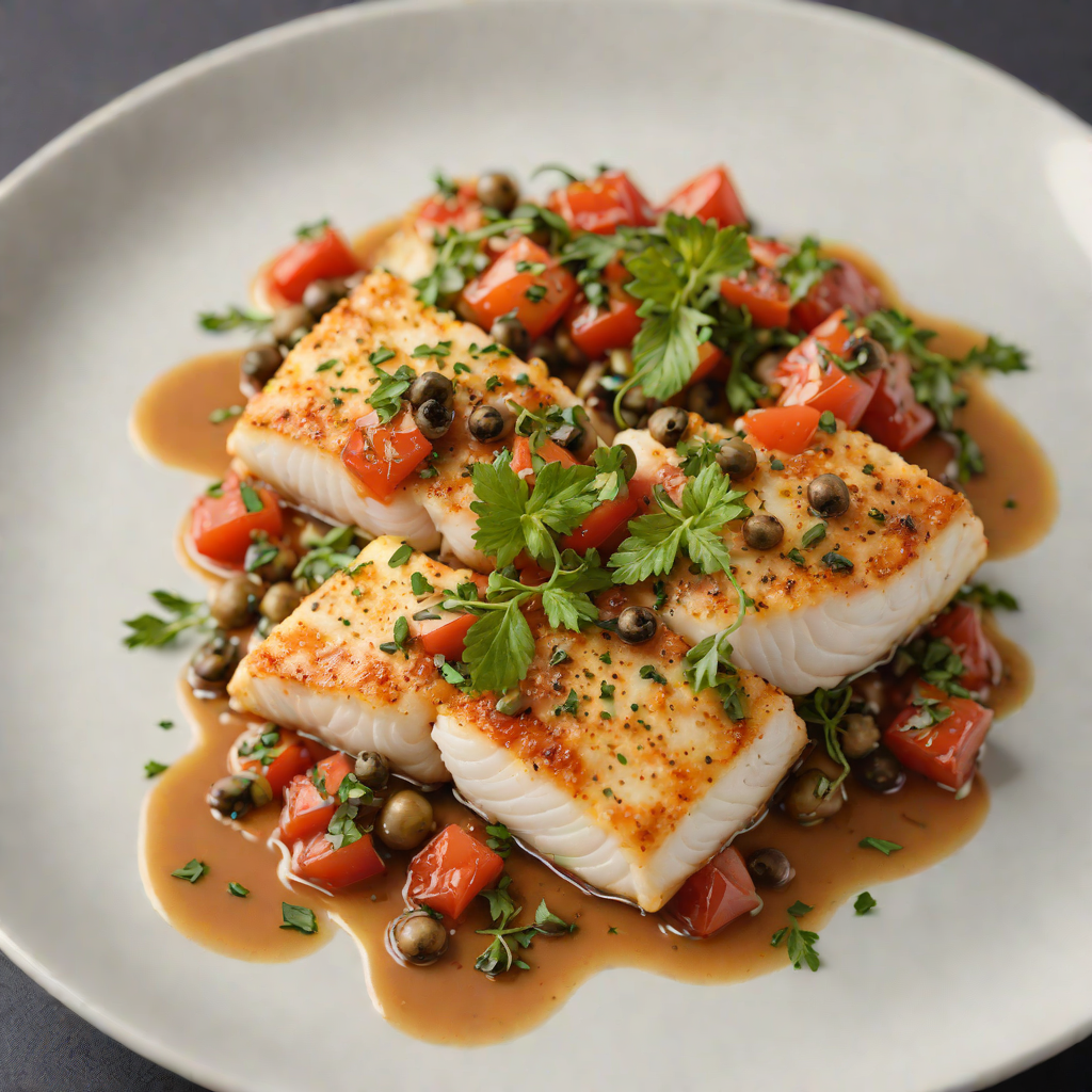 Pan-Seared Cod with Tomato-Caper Mediterranean Sauce