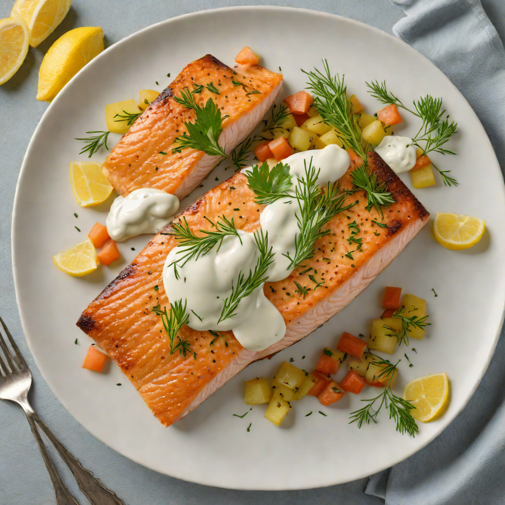 Pan-Seared Arctic Char with Lemon-Dill Yogurt Sauce