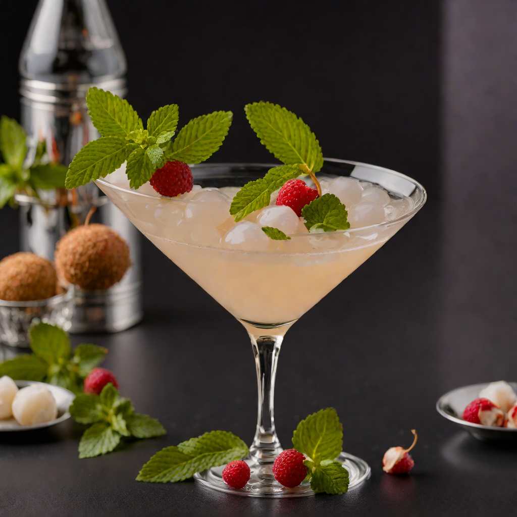 Lychee Martini Cocktail with Fresh Mint