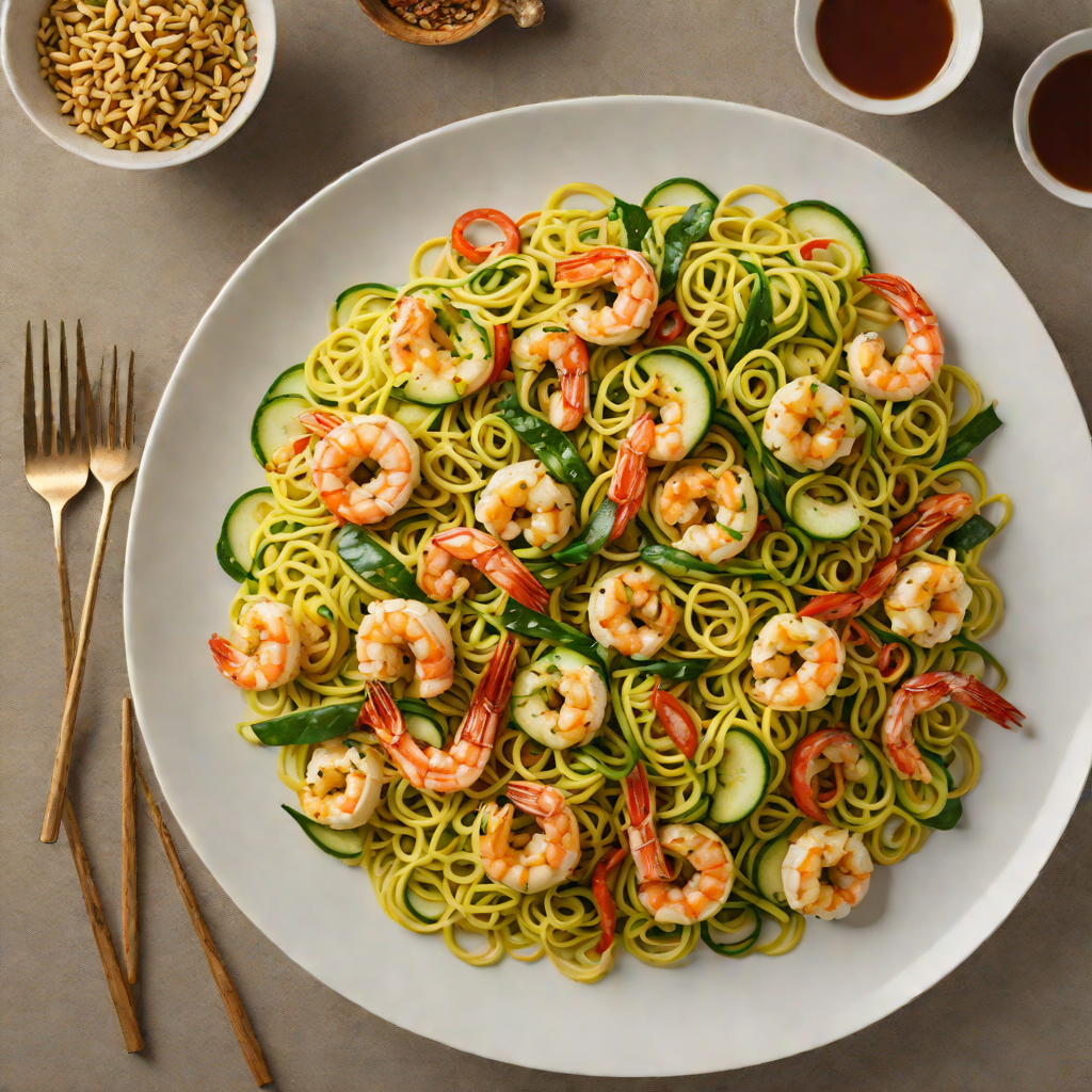 Zucchini Noodle Stir-Fry with Ginger Shrimp and Cashew