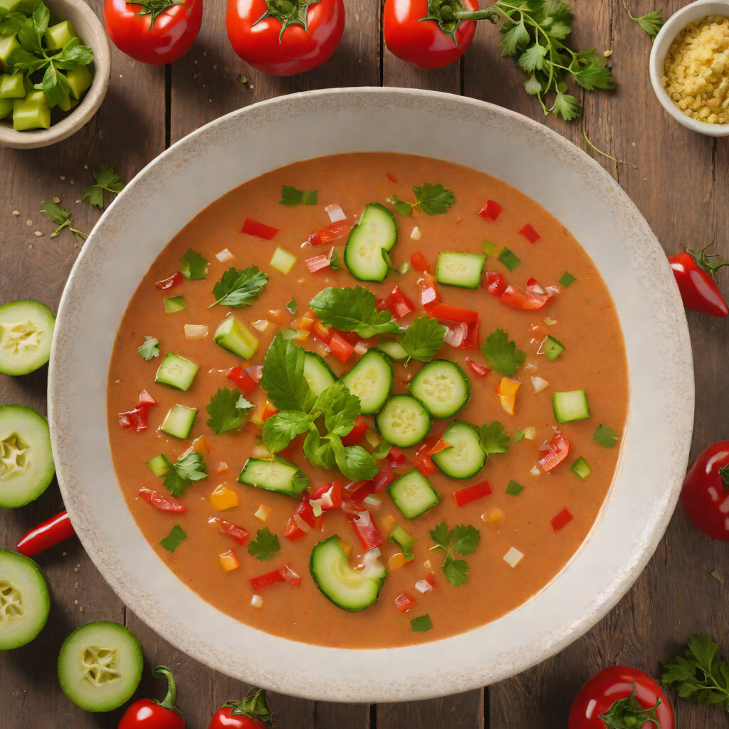 Cold Spanish Gazpacho with Cucumber and Red Bell Pepper