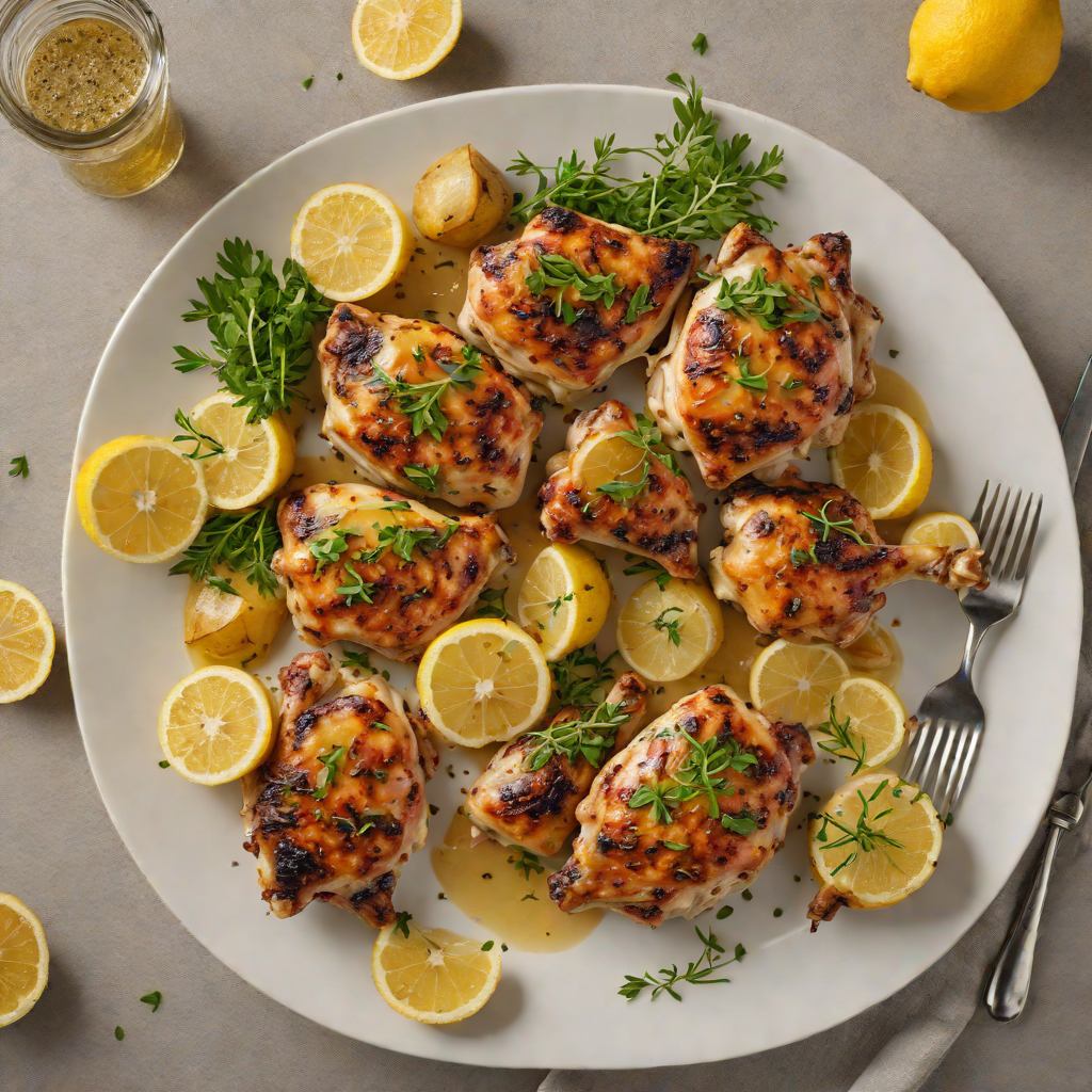 Roasted Lemon-Garlic Chicken Thighs with Thyme and Potatoes