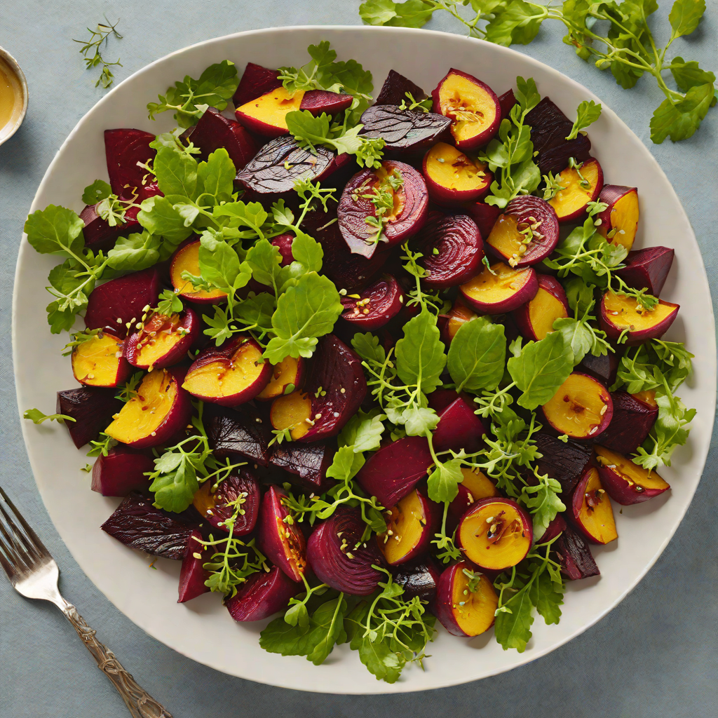 Roasted Beetroot and Davidson’s Plum Salad with Finger Lime Dressing