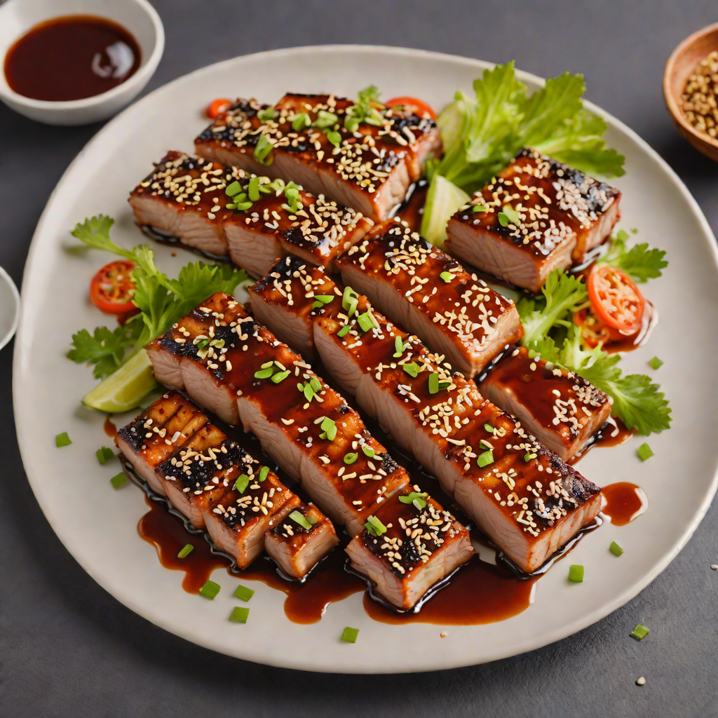 Grilled Korean-Style Pork Belly with Gochujang Glaze and Sesame