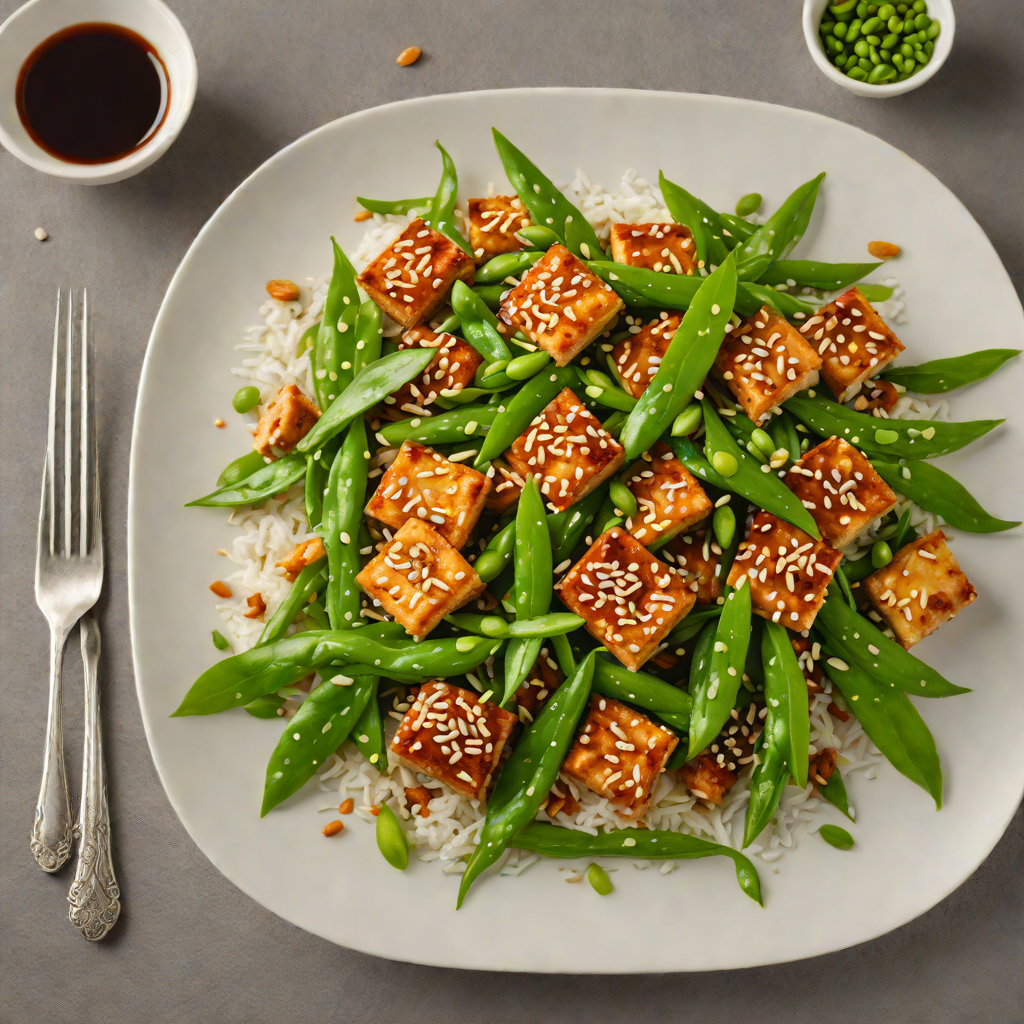 Quick Stir-Fried Sesame Ginger Tofu with Snow Peas
