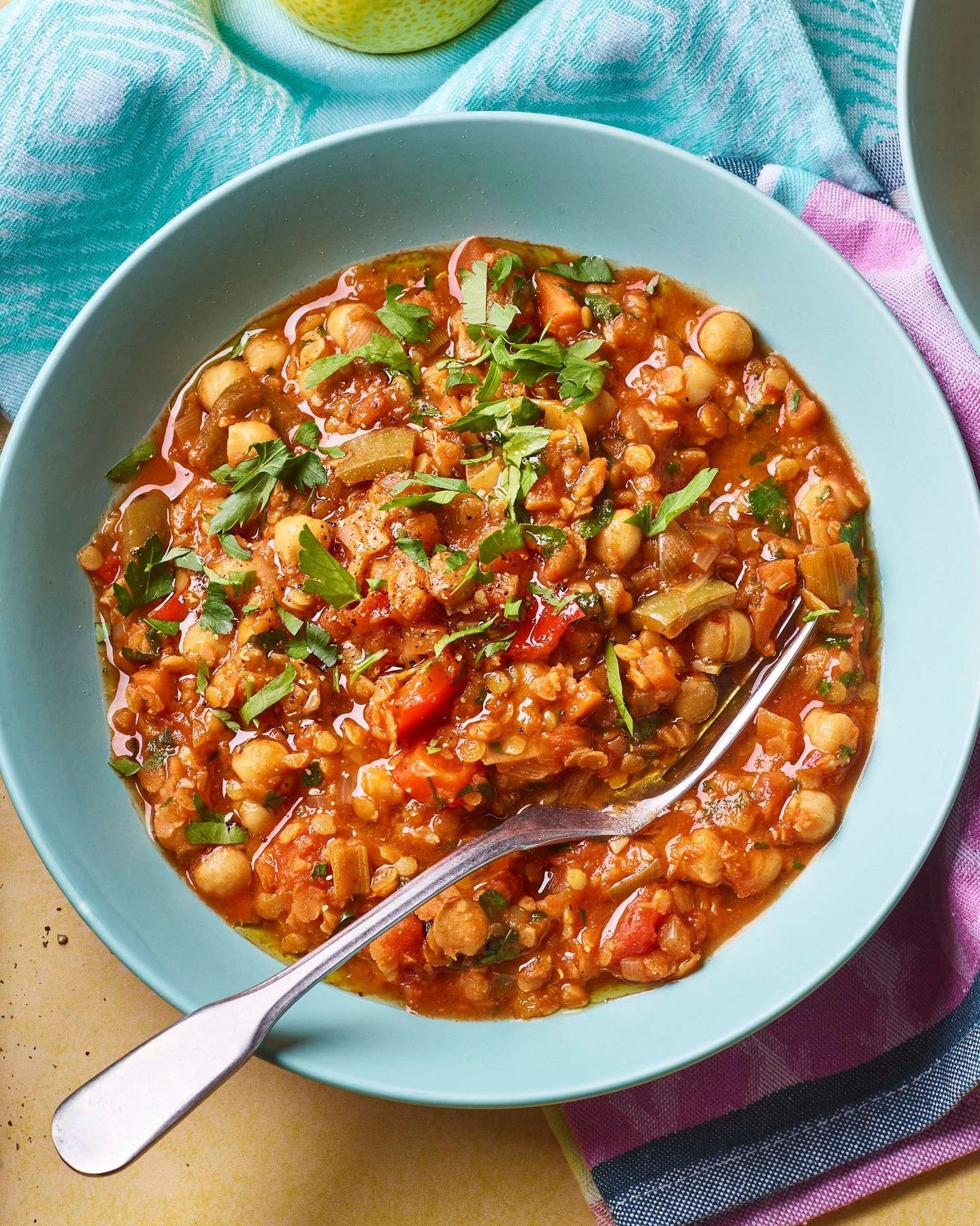 Spiced Vegetarian Lentil and Chickpea Stew