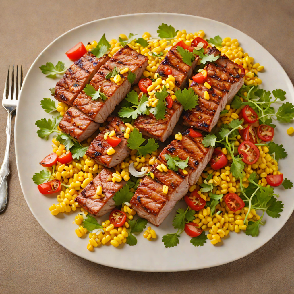 Grilled Pork Chunks with Achiote and Toasted Corn Salad