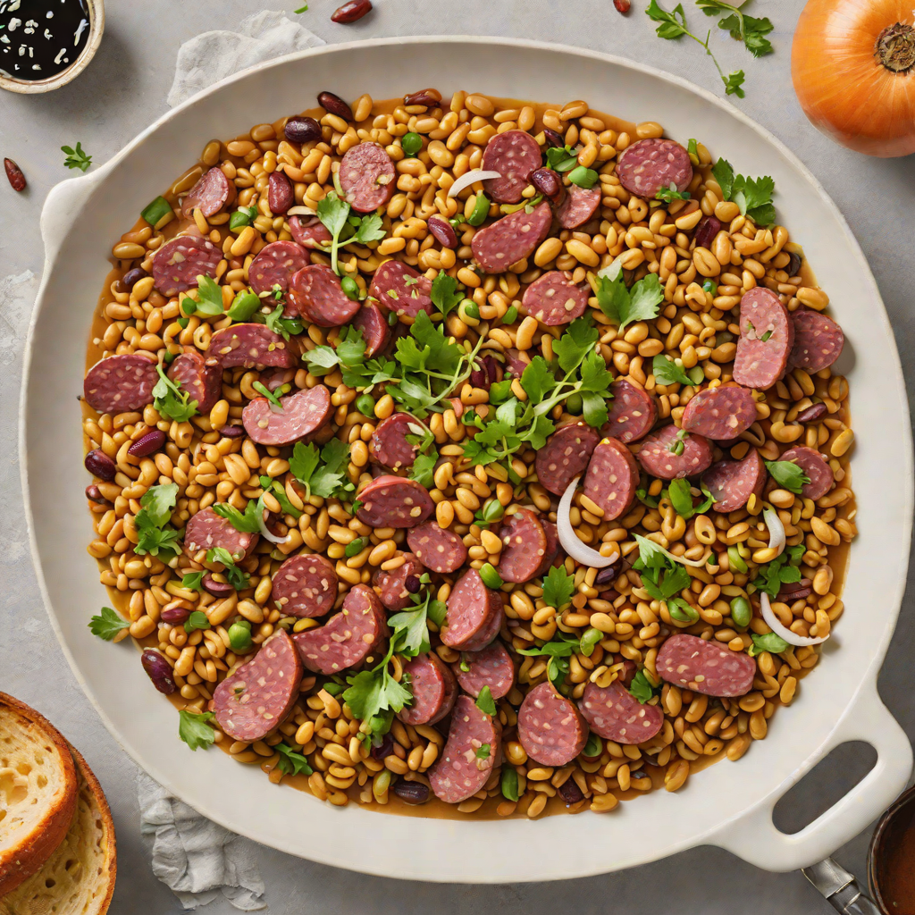 Smoked Sausage and Black-Eyed Pea Skillet with Charred Onions