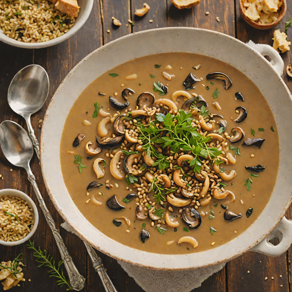 Mixed Mushroom and Sorghum Soup with Thyme and Garlic