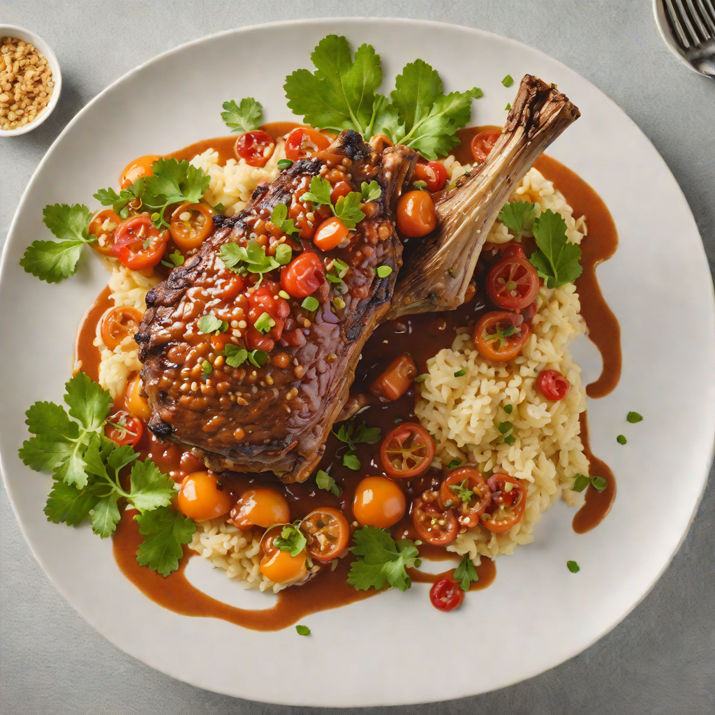 Slow-Cooked Lamb Shank with Macadamia and Bush Tomato Sauce