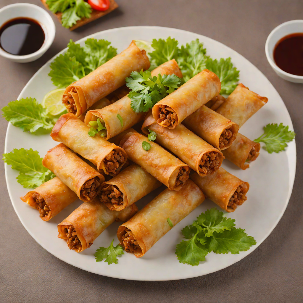 Pan-Fried Lumpia Shanghai with Ground Pork and Vegetables