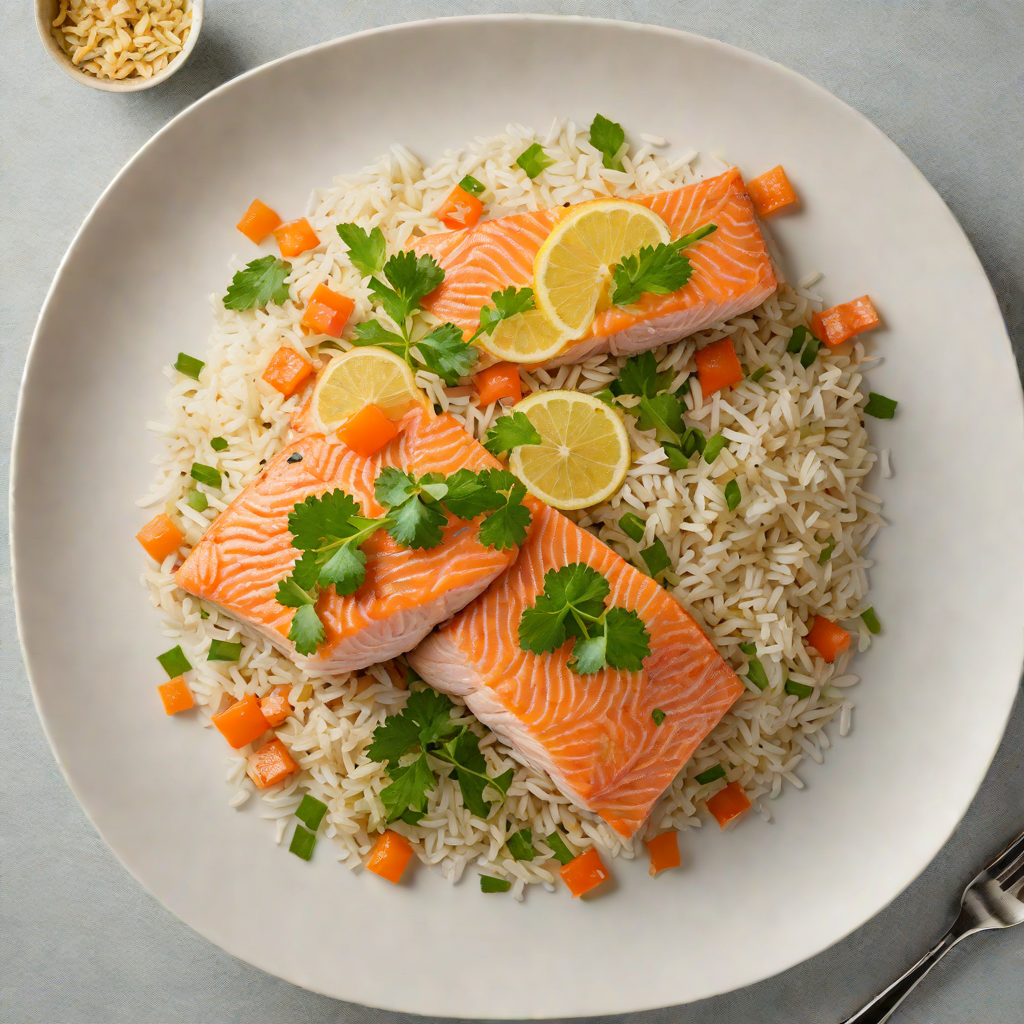 Lemongrass and Ginger Poached Salmon with Coconut Rice