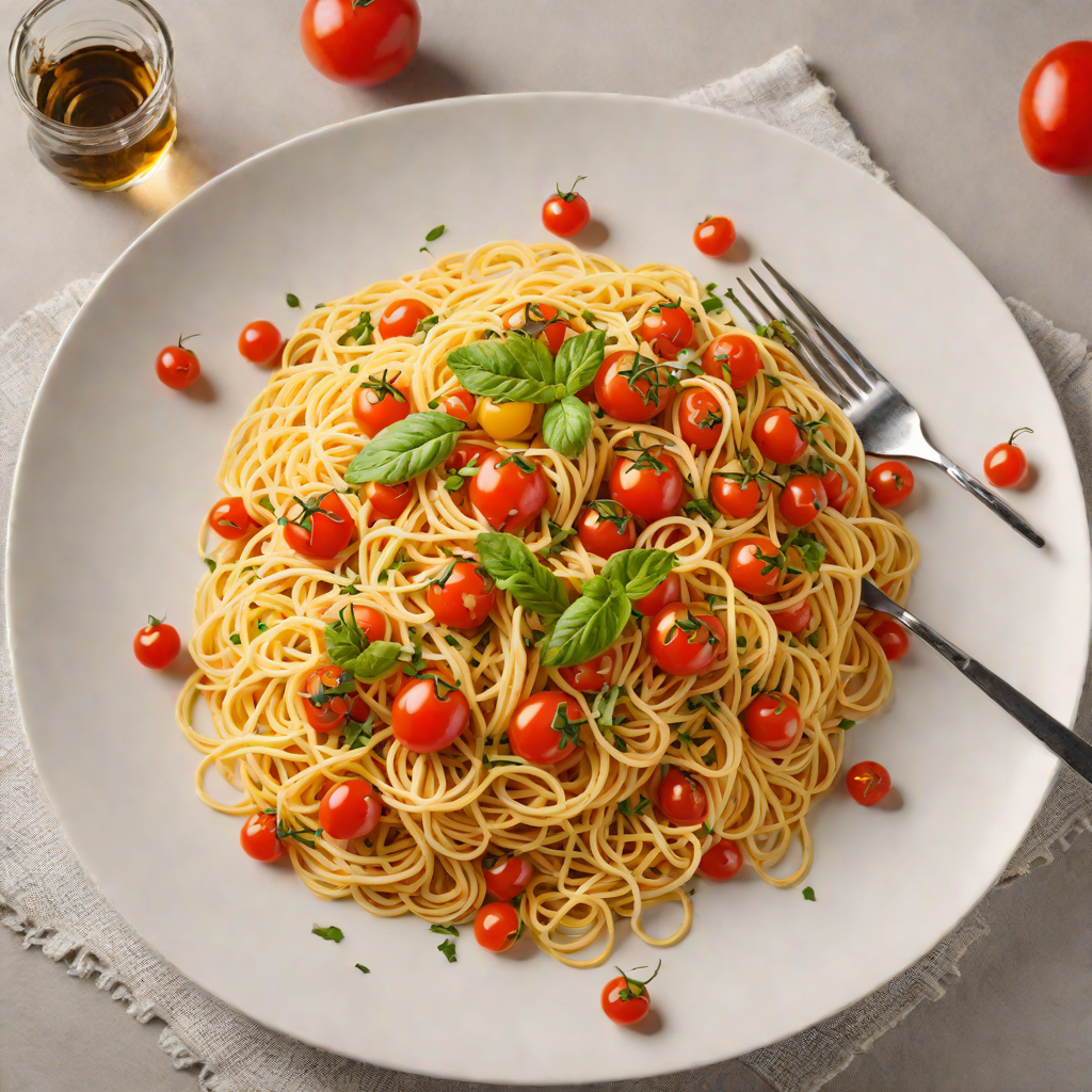 Spaghetti Aglio e Olio with Cherry Tomatoes