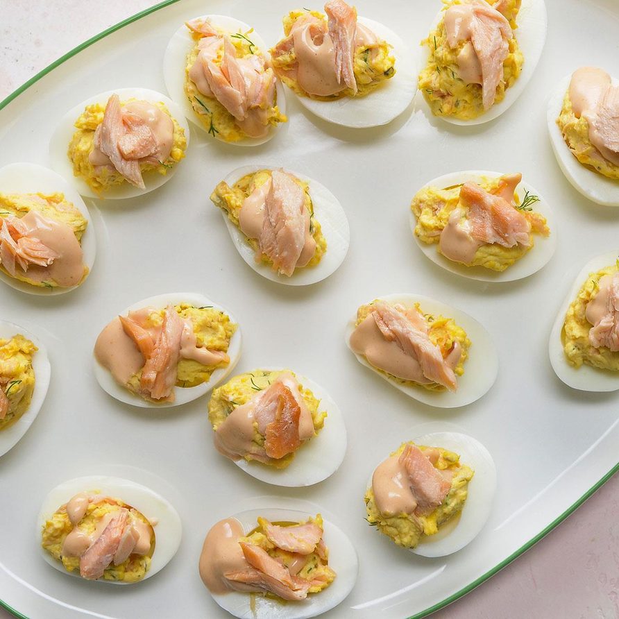 Smoked Salmon & Creamy Avocado Deviled Eggs