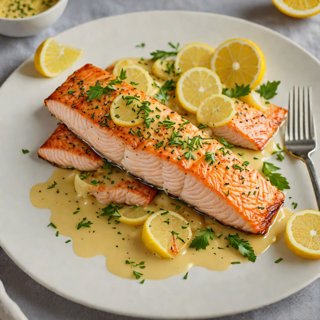 Crisp Pan-Seared Salmon with Lemon Garlic Butter Sauce