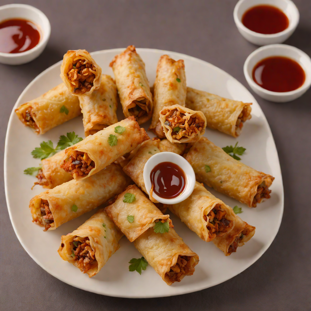 Pan-Fried Pork Egg Rolls with Sweet Chili Dipping Sauce