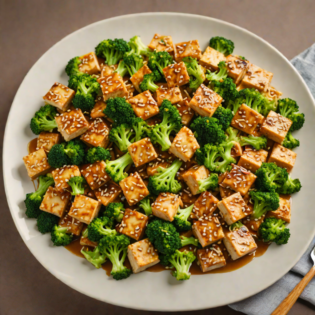 Stir-Fried Tofu with Garlic and Broccoli in Szechuan Sauce