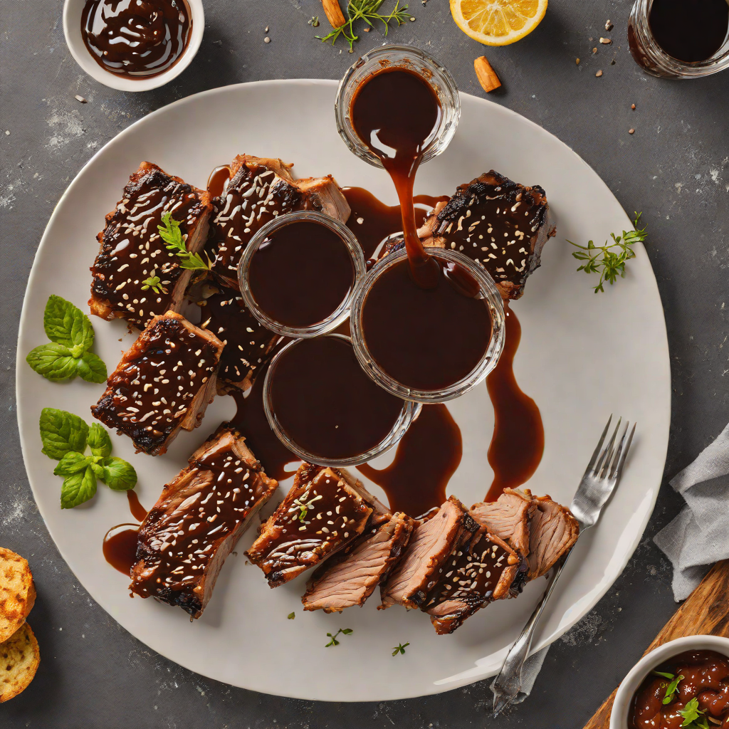 Black Rum Molasses BBQ Sauce for Grilled Pork Ribs