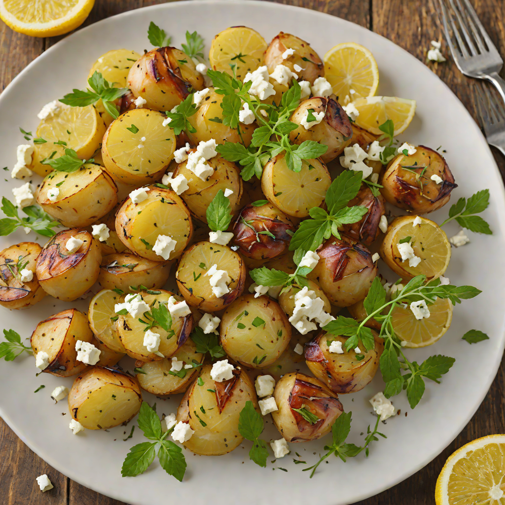 Oven-Roasted Greek Lemon Potatoes with Feta and Oregano