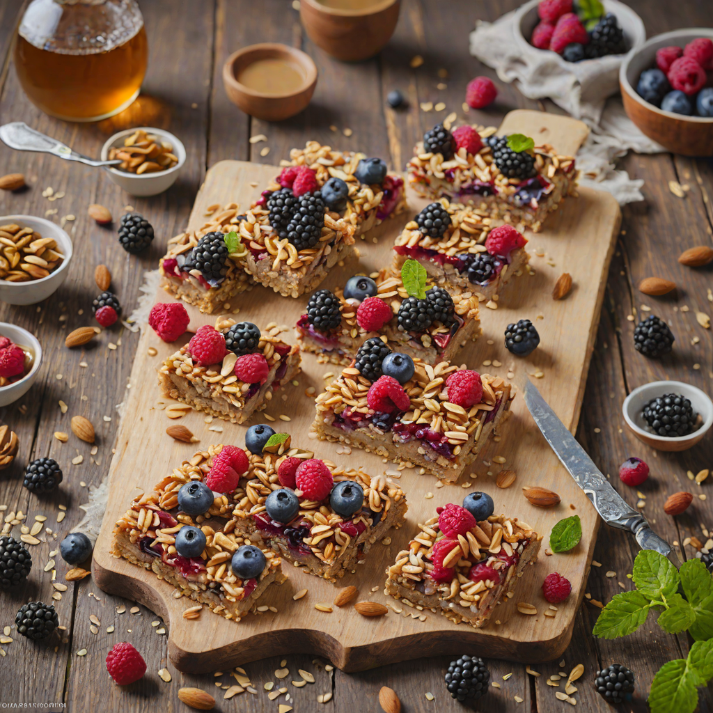 No-Bake Mixed Berry Oat Bars with Honey and Almonds