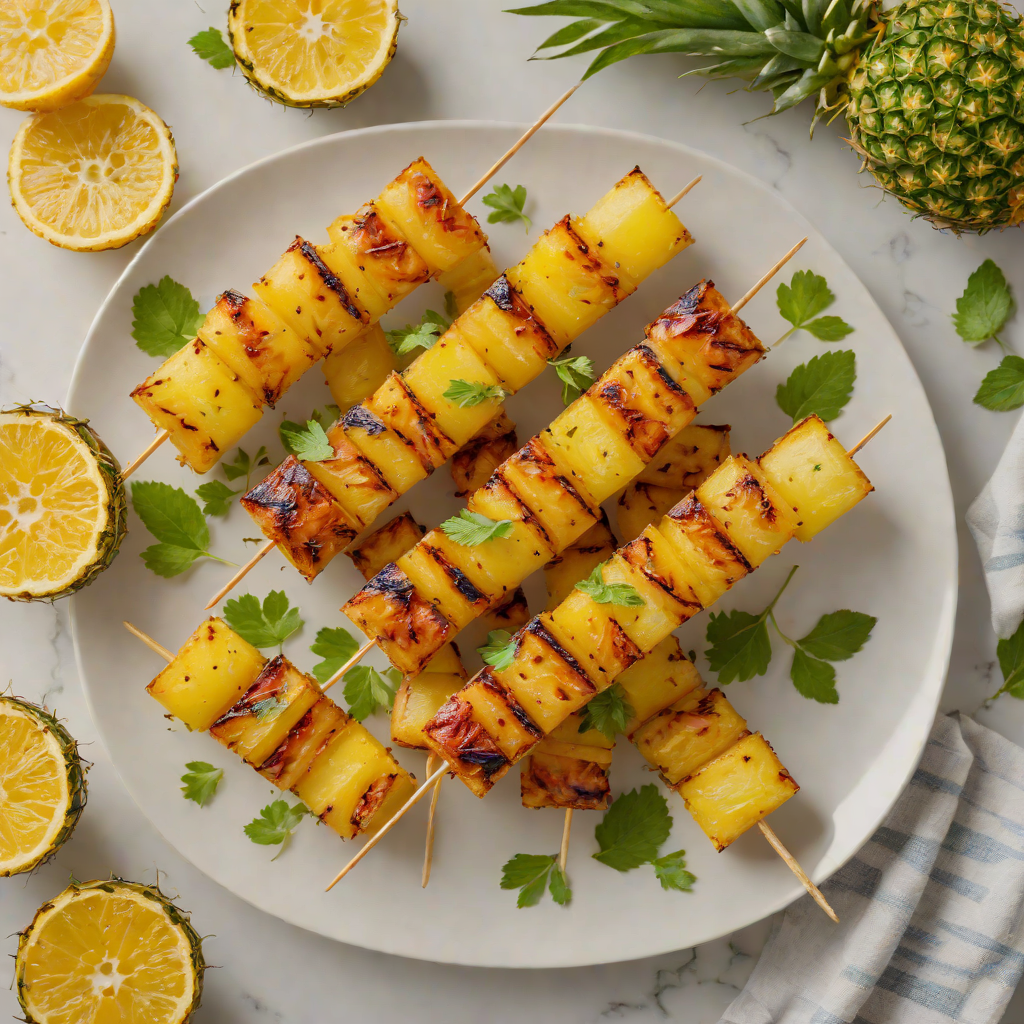 Gold Rum-Glazed Grilled Pineapple Skewers