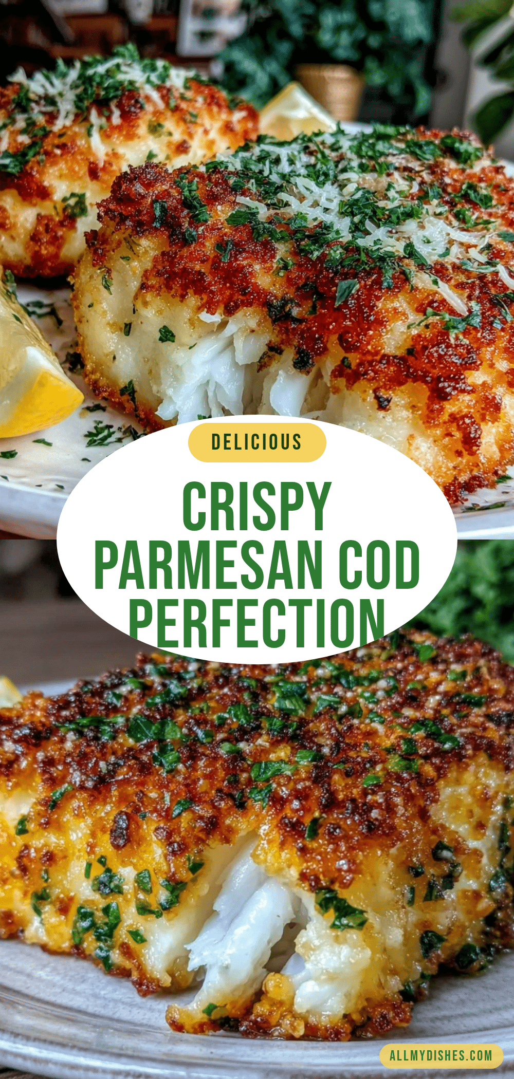Baked Cod with Herb-Crusted Parmesan Topping
