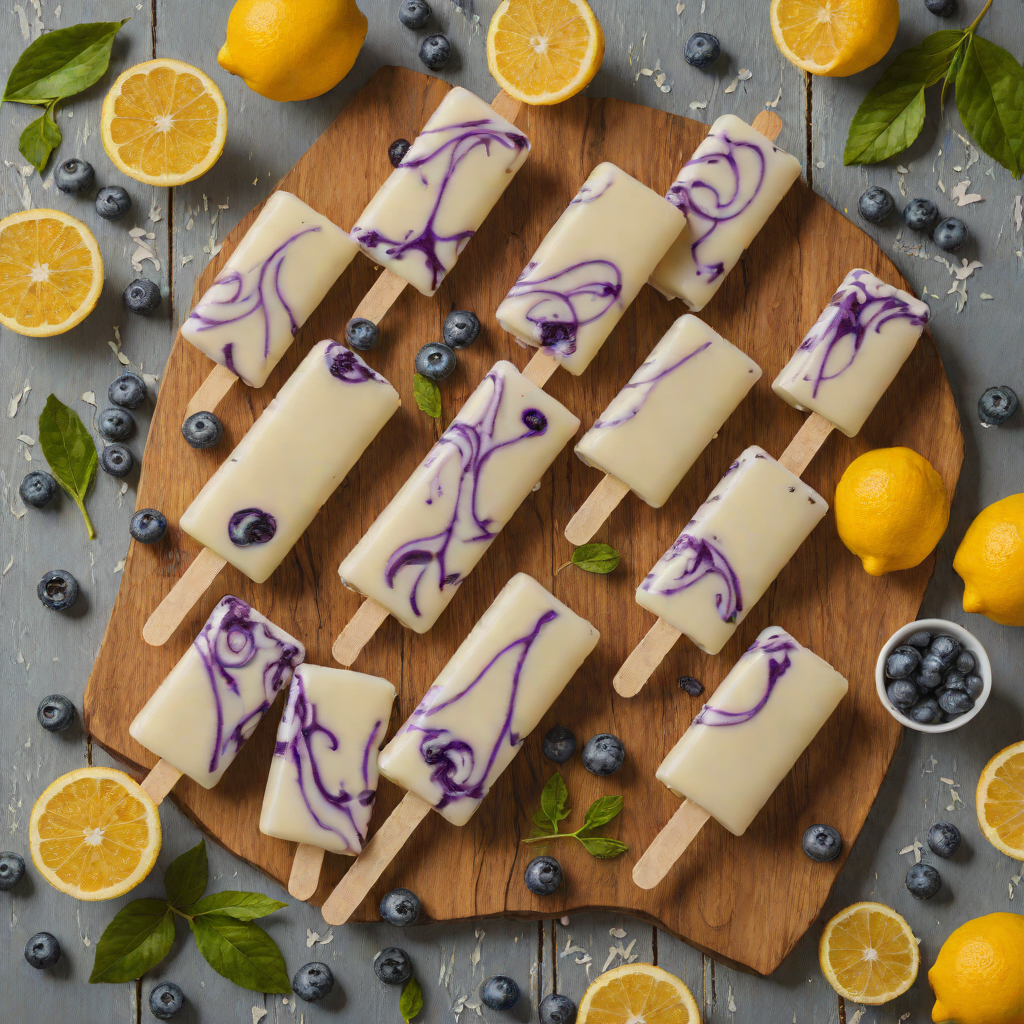 Lemon Yogurt Frozen Pops with Blueberry Swirl