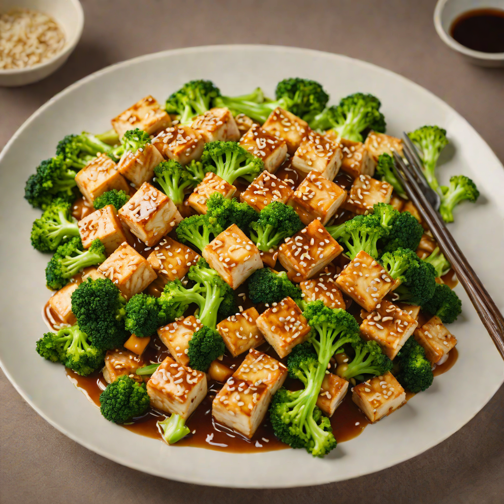 Stir-Fried Tofu with Ginger and Broccoli in Soy Garlic Sauce