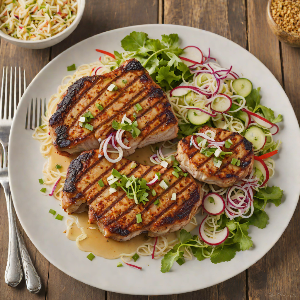 Regional Spice-Rubbed Grilled Pork Chops with Apple Slaw