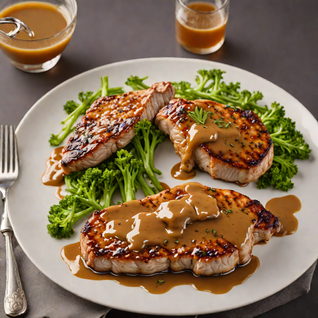 Whiskey-Glazed Pork Chops with Maple-Mustard Sauce