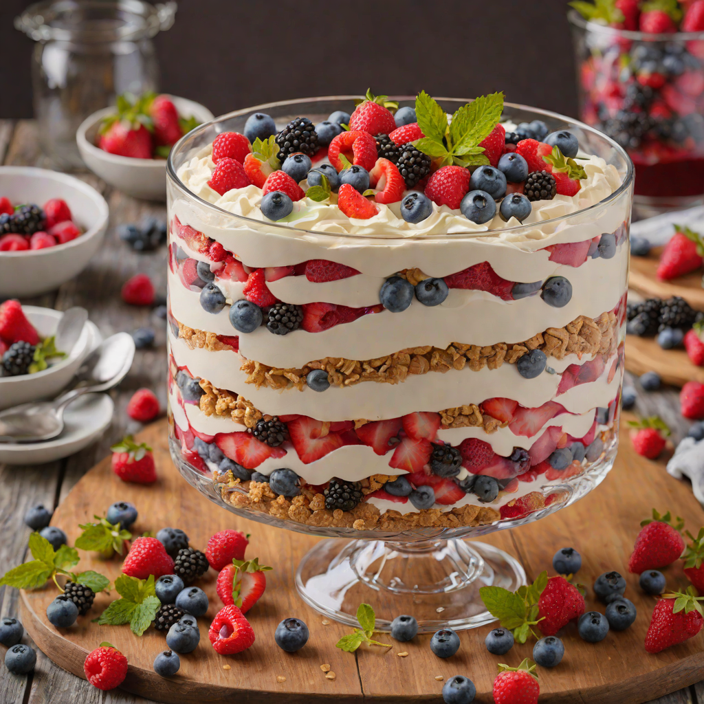 Summer Berry Gelatin Trifle with Whipped Cream