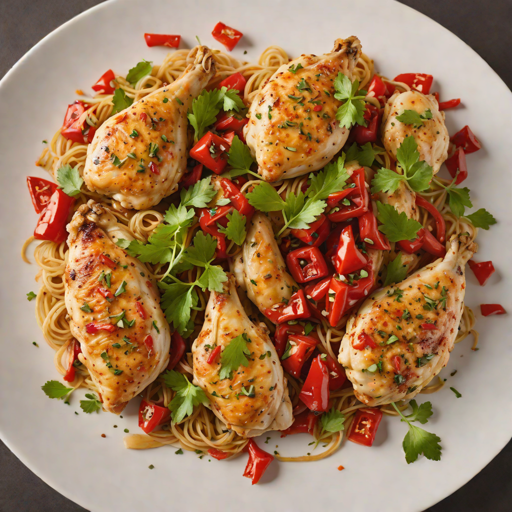 Sautéed Chicken with Garlic and Roasted Red Peppers