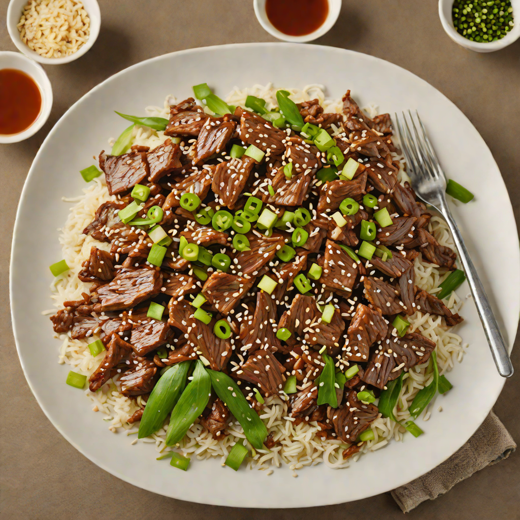 Stir-Fried Korean Bulgogi Beef with Scallions and Sesame Seeds