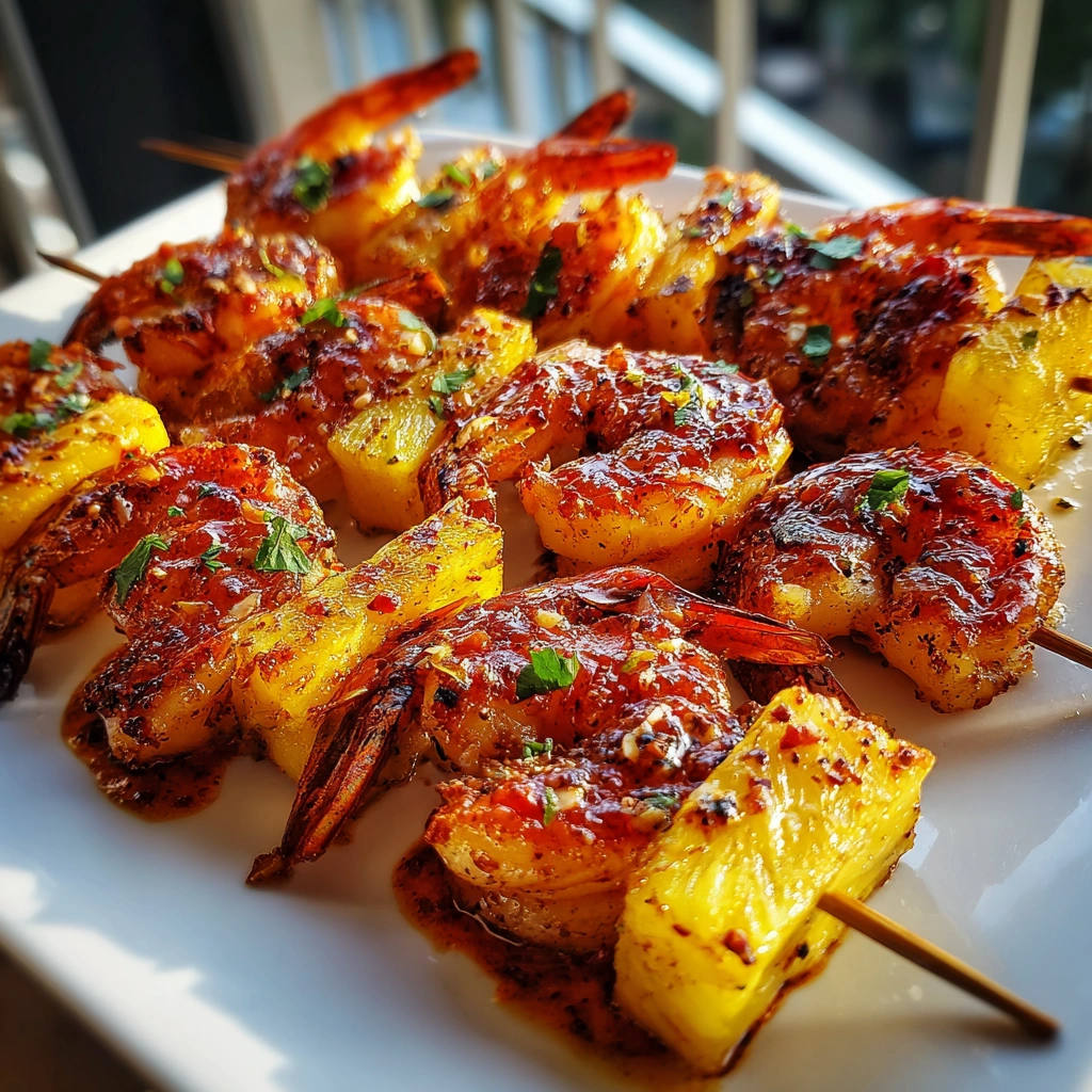 Grilled Pineapple and Mango Skewers with Chili-Lime Glaze