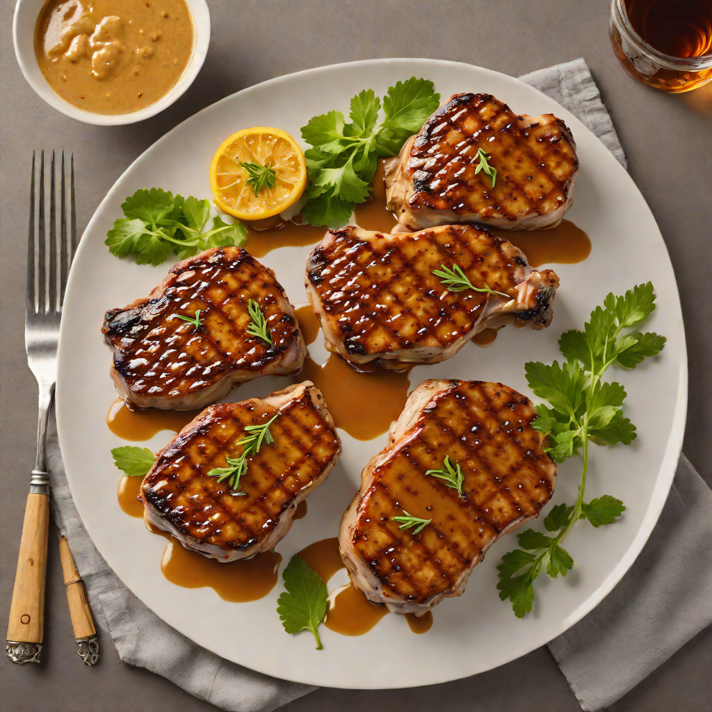 Whiskey-Glazed Grilled Pork Chops with Maple and Mustard