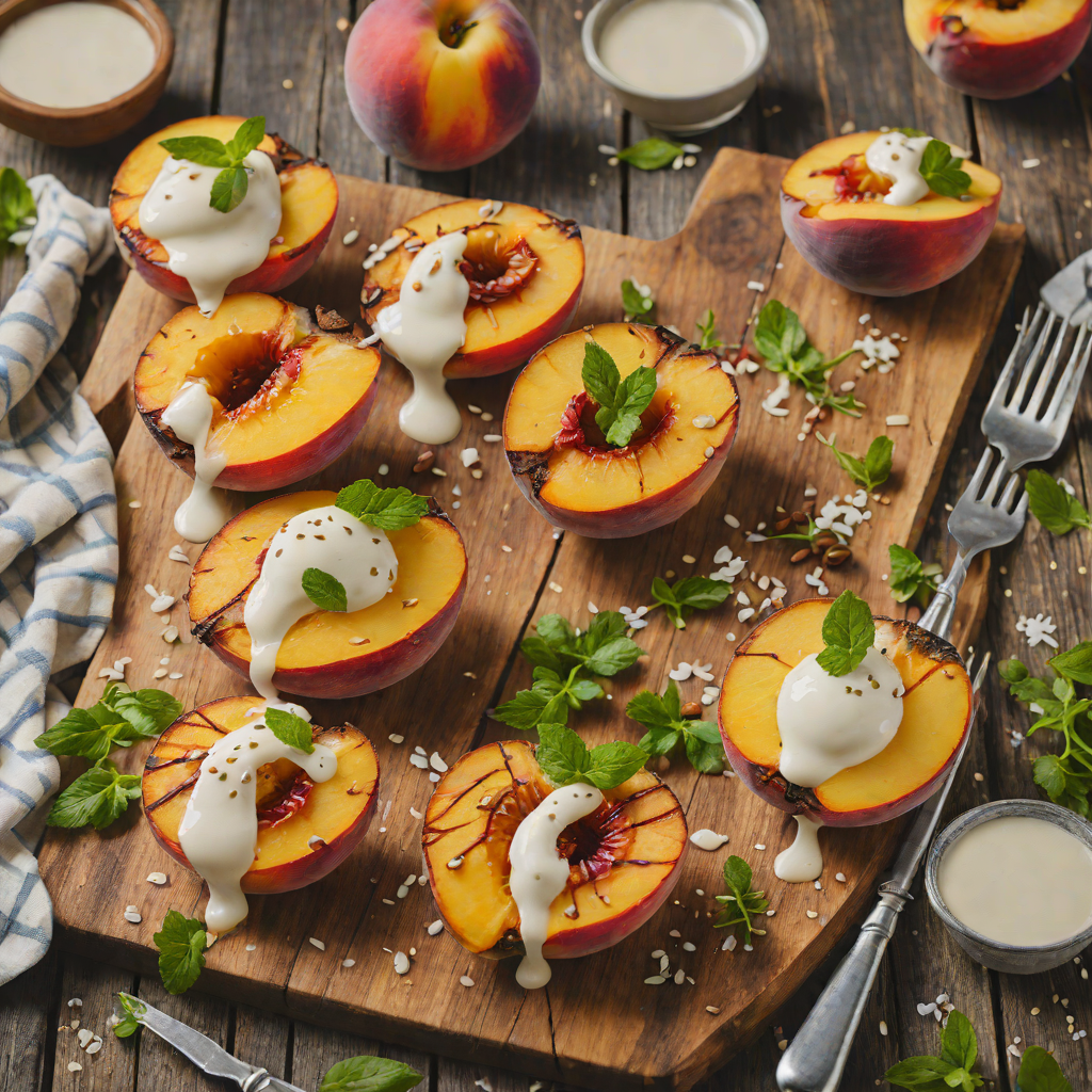 Grilled Peach Halves with Honey Yogurt Drizzle