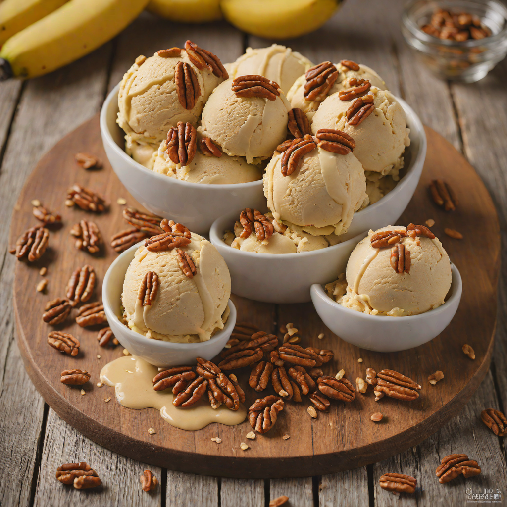 Honey-Roasted Banana Ice Cream with Toasted Pecans