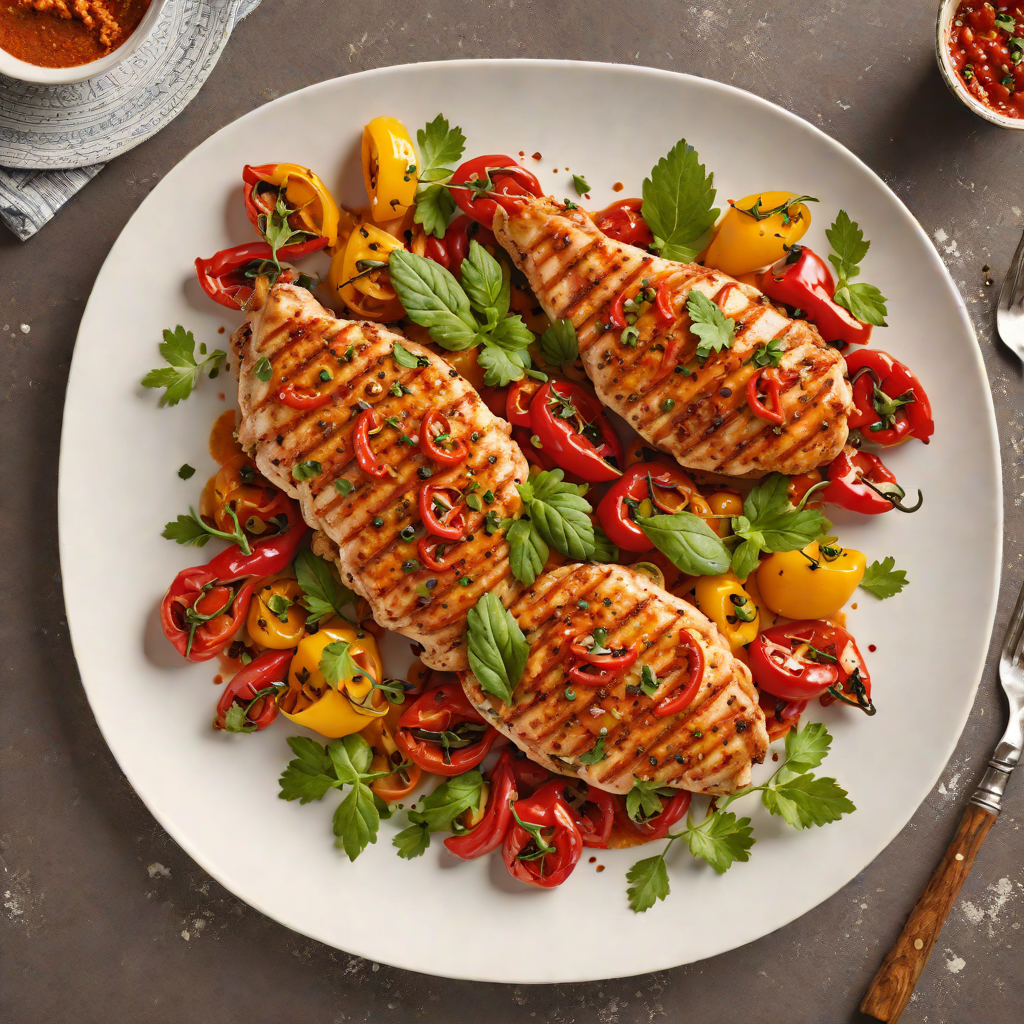 Grilled Romesco Chicken with Roasted Peppers
