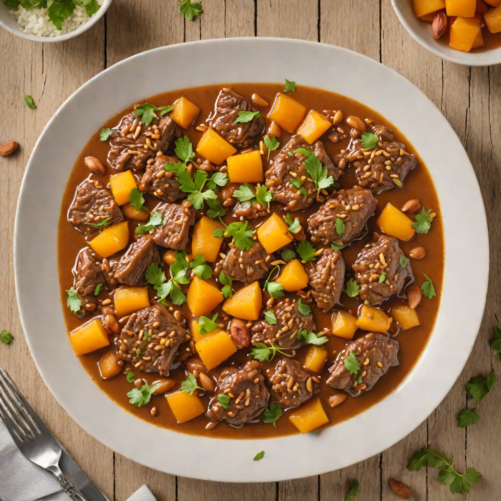 Slow-Simmered Beef Tagine with Apricots and Almonds